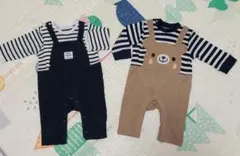 ロンパース　60〜70サイズ　西松屋　ストライプ柄とくまロンパース2点セット