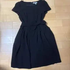 M-PREMIER COUTURE 黒 半袖 ひざ丈ワンピース