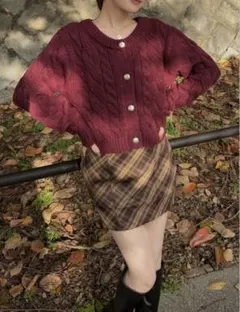 ケーブルニットショート丈カーディガン［an1632］