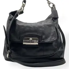 極美品　COACH コーチ　2way ショルダーバッグ　ブラック　レザー