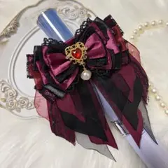 赤・ワインレッド×黒/ペンライトリボン♥キンブレリボン【66】のサムネイル