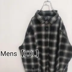 F81【US輸入】エディーバウアー　長袖シャツ【メンズXXL】ブラック　チェック