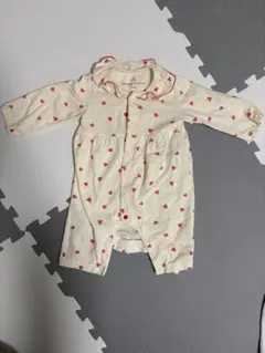 オーガニックコットン ハート柄ロンパース 50-60