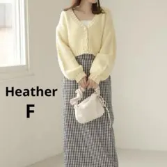 Heatherヘザーショート丈ニットカーディガン イエローFパステルカラー春秋冬