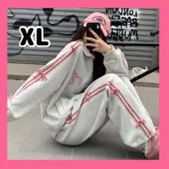 韓国 セットアップ リボン スウェット グレー ジャージ ルームウェア 地雷