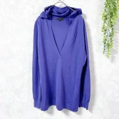 【K.T 】リネン混 Vネックフードニット 15T パープル レディース
