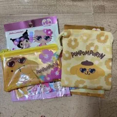 サンリオ ポムポムプリン キャンドゥ フラットポーチ&巾着のサムネイル