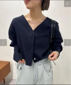 mystic Vワイドショートカーディガン　ネイビー