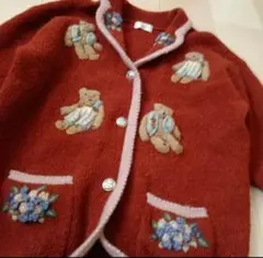 ★Nougat Sugar★カーディガン★ニット★立体クマ★花★赤★