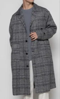 新品 ウィゴー　グレンチェック チェスターコート グレー　Mのサムネイル
