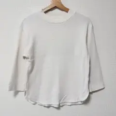 無印良品 ワッフル編み Tシャツ クルーネック オーガニックコットン 白 XS