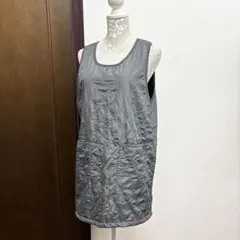 【新品、未使用】《濃いめグレー》暖か裏フリースキルティングエプロン♡部屋着の上に