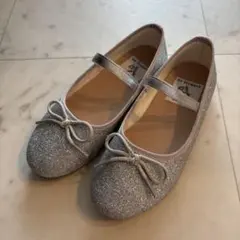 フォーマルシューズ　シルバーラメバレエシューズ　20.0㎝