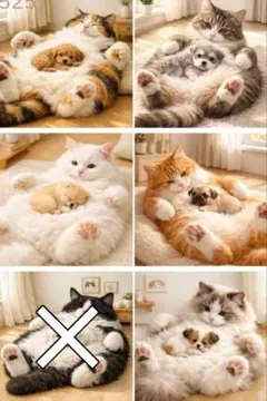 【5251/巨大猫ベッドとかわいい子犬】にゃん福屋様パネル