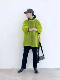 M ライム　スタンバーグ　sternberg モヘアメッシュニットpo