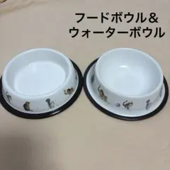 猫柄 フードボウル ウォーターボウル　2個セットのサムネイル