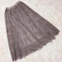 earth music&ecology フレアスカート　レース　ウエストゴム