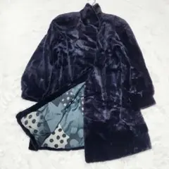 【良品】サガミンク シェアードミンク ファーコート 紫 リアルファー 総裏 総柄