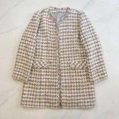 超美品　大きいサイズ3L オットーコレクション ミックスツィードフリンジコート