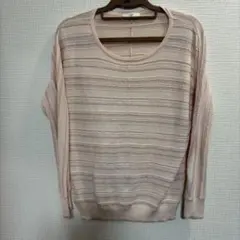 VIS ピンク ストライプニット 長袖　M