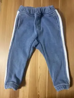 キッズ　ズボン　パンツ　デニム風　ライン　ジャージ　裏起毛　冬服　90