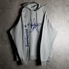 US古着NFL Dallas Cowboys プリントパーカー グレー 薄地