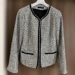 SHOO LA RUE ノーカラー ツイードジャケット