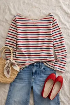 極美品☆BEAMSビームスボーダーカットソー綿赤青