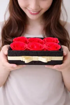 大人可愛い上品な癒し空間をあなたに シャボンフラワーボックス（ブラック×レッド）