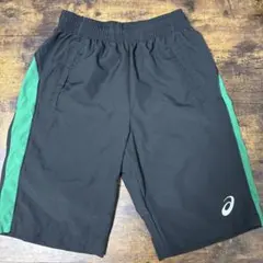 アシックス　asics ハーフパンツ　トレーニングウェア黒×緑　Mサイズ