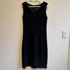 COMME CA ISM ノースリーブ刺繍ワンピース ブラック L