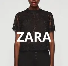 ZARA ◯レース半袖トップス＊Mバッグ　ジップ　ブラウス
