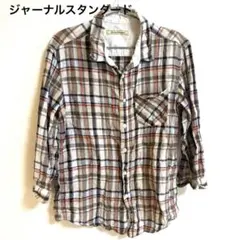 ジャーナルスタンダード 七分袖 チェックシャツ Lサイズ 胸ポケット シワ加工のサムネイル