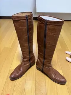 革ロングブーツ　ブラウン　24.5cm