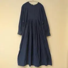 and myera デニム ロングワンピース 長袖 ウエストギャザー