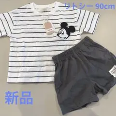 新品 タグ付 リトシー Disney ミッキー セットアップ ボーダー