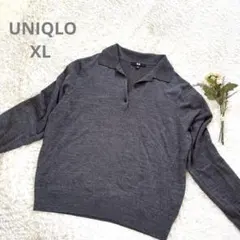 美品　ユニクロ　UNIQLO メリノポロセーター　XL グレー　大きめサイズ