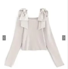 GRL オフショルダーリボンストラップニットトップス[mb1546]