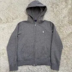 現行　ポロ ラルフローレン ジップパーカー グレー ワンポイント S