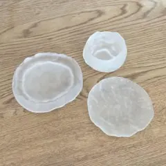 カップ&ソーサー 3点セット ガラス ホワイト 食器 おしゃれ デザート お皿