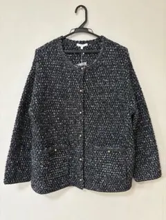 新品未使用　自由区　ツイード調　ニットジャケット　サイズ44