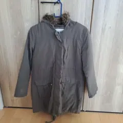 カーキ ファー付きフード ロングモッズコート