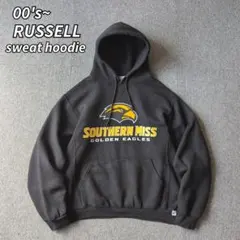 00s~ ラッセル スウェット パーカー ブラック フーディー 短丈 M 古着