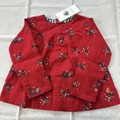 プチバトー　ブラウス　クリスマスカラー　24m新品
