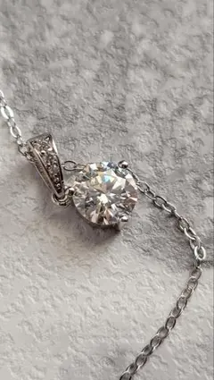 S925925刻印入りラウンドカット クリスタルペンダントネックレス/ギフト付き