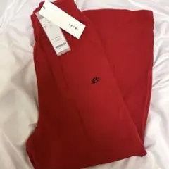 juemi / EMB Crease Wide Sweat Pants red