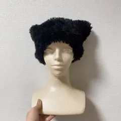 新品　匿名配送　ネコ耳ニット帽　大人気　ブラック　 ビーニー　冬