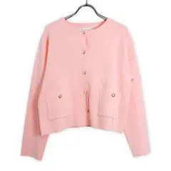 ロペピクニック ミラノリブ金ボタン カーディガン ピンク