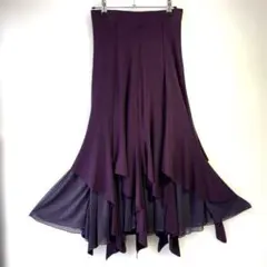 6323★M 紫 メッシュ シンプル スカート 社交ダンス