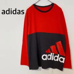 adidas アディダス　長袖カットソー プルオーバー デカロゴ　レッド